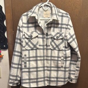 Thread & Supply Plaid Shirt Jacket - White and Gray